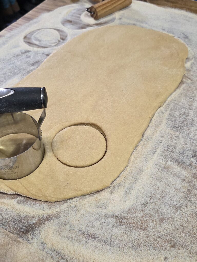 Cutting out dough circles
