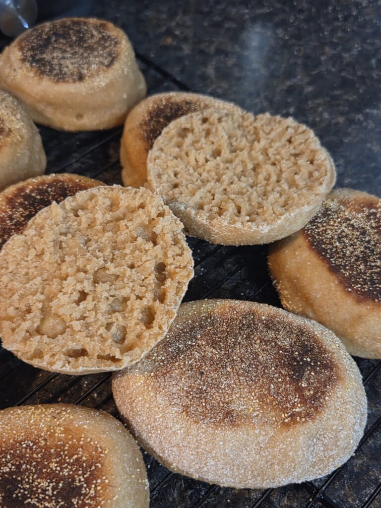 Inside of an English muffin