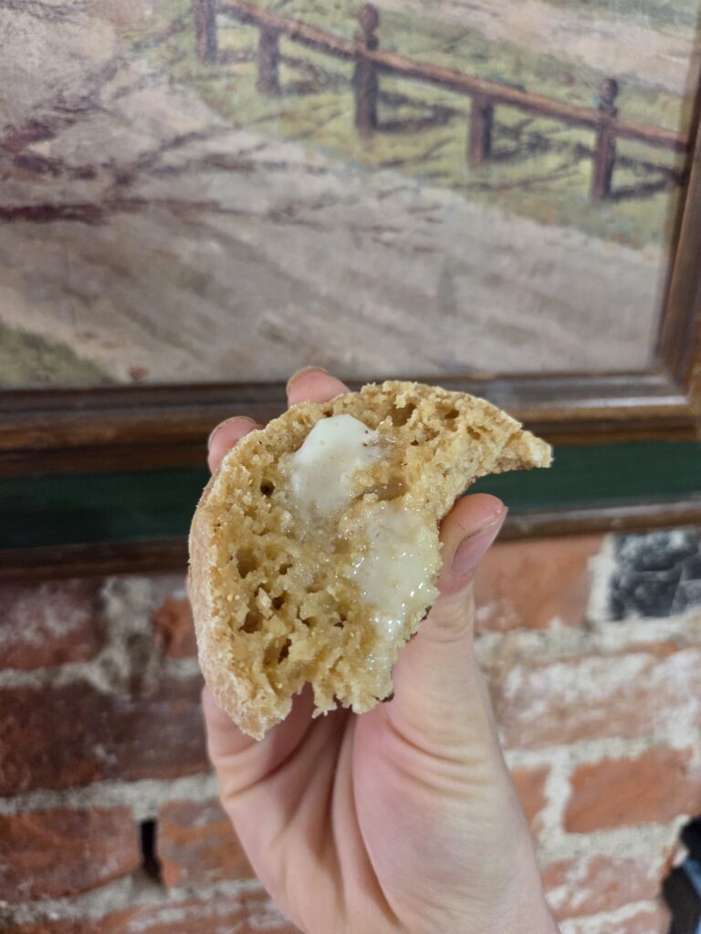 melted butter on muffin