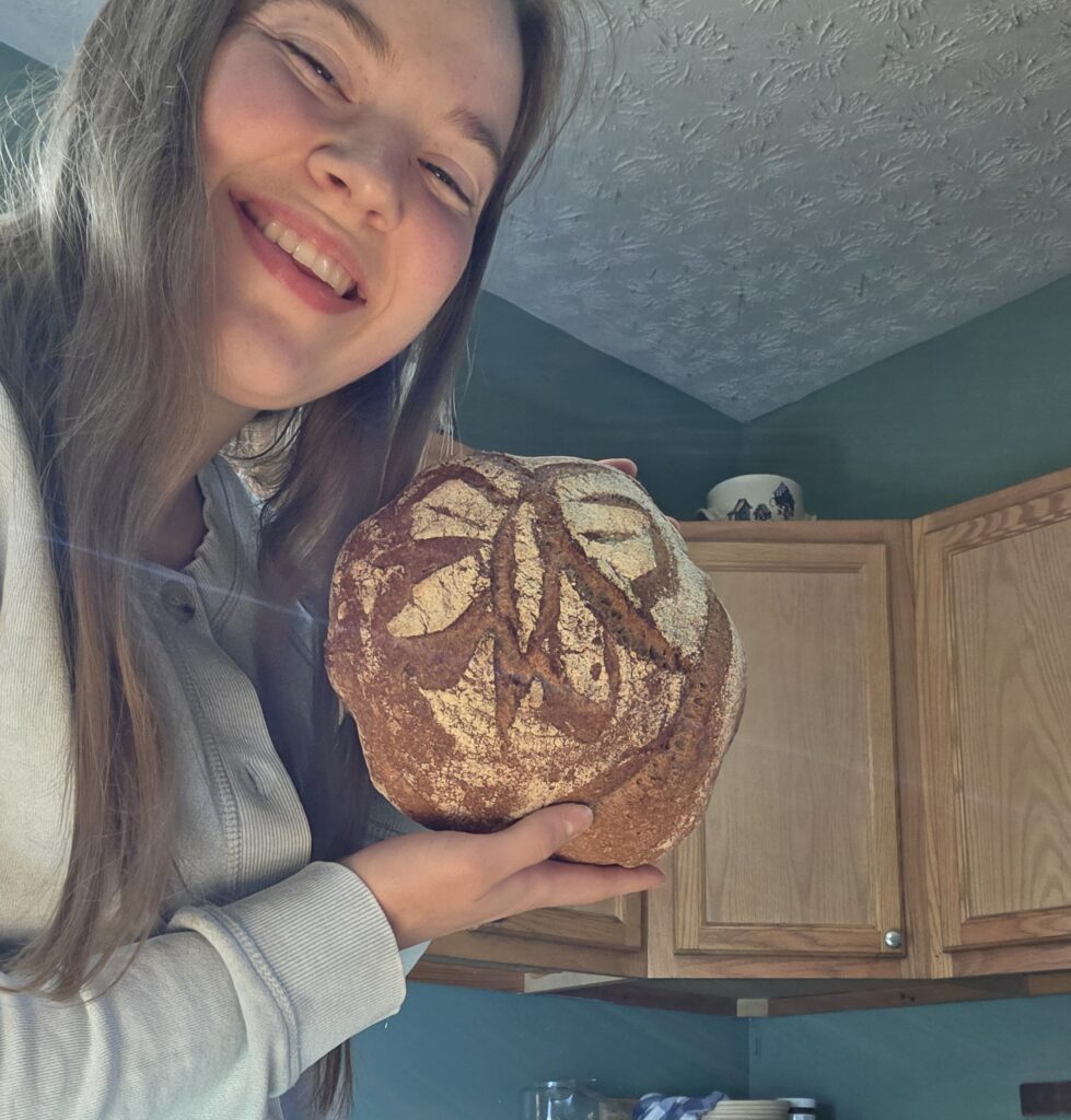 artisan loaf with butterfly design