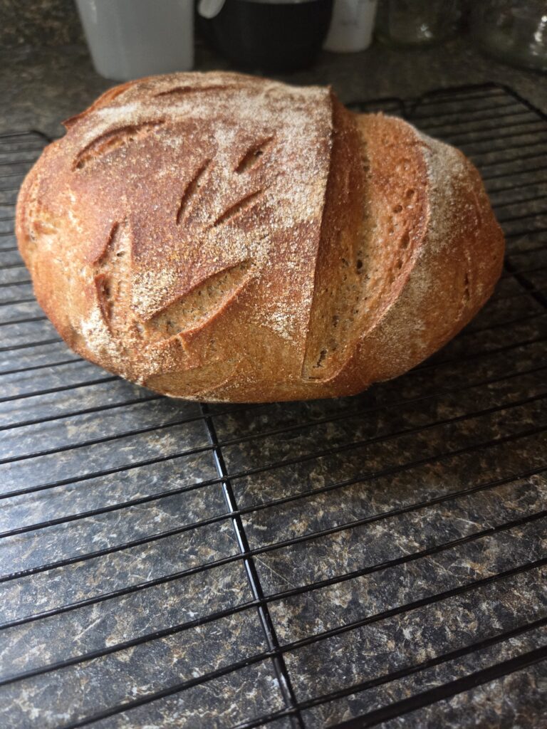 sourdough bread with leaf design