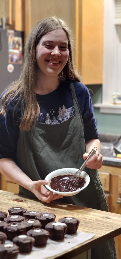 woman making chocolate ganache