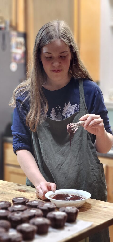 whisking chocolate ganache
