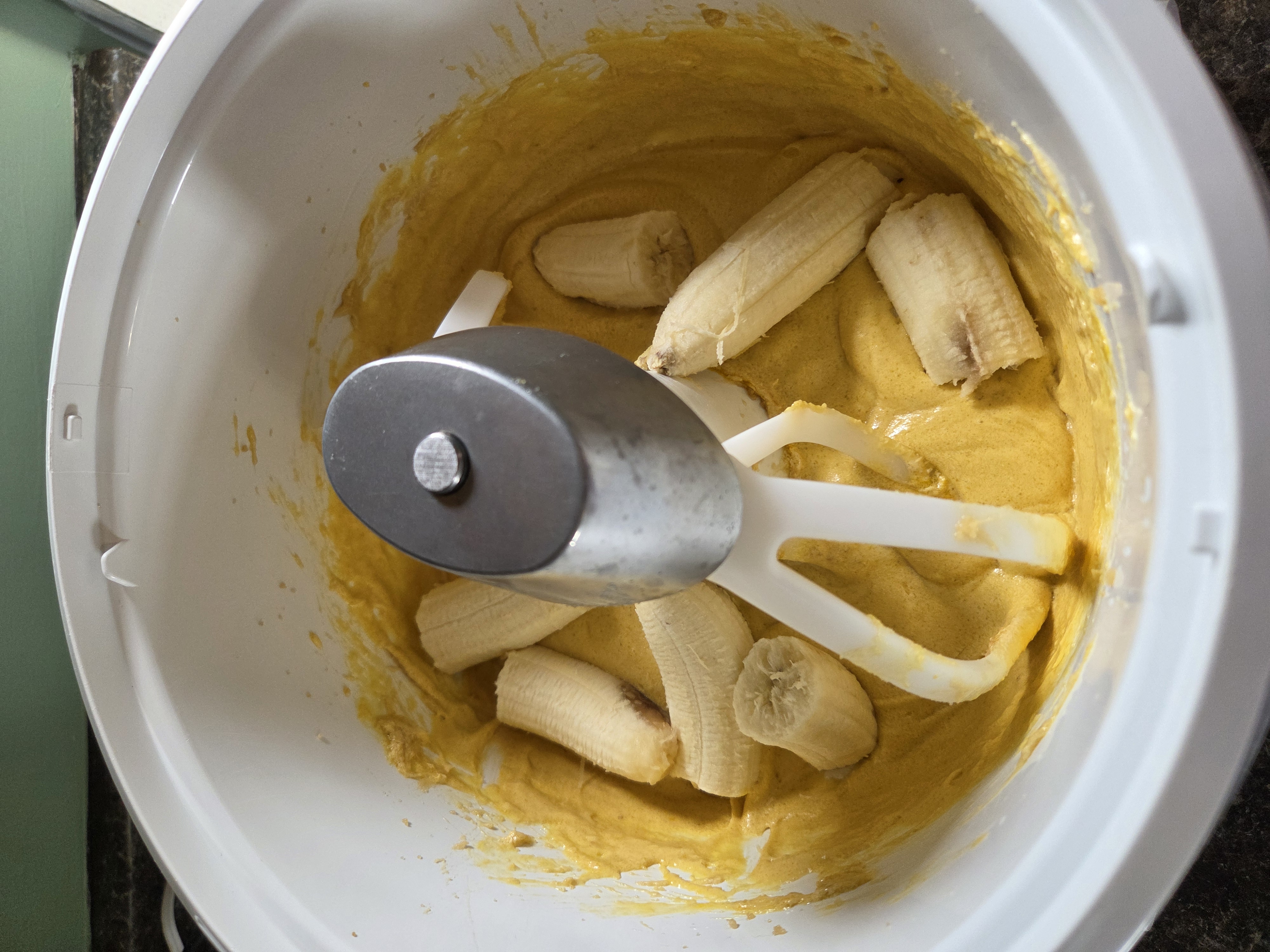 bananas in muffin batter