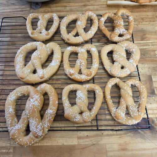 Finished sourdough soft pretzels