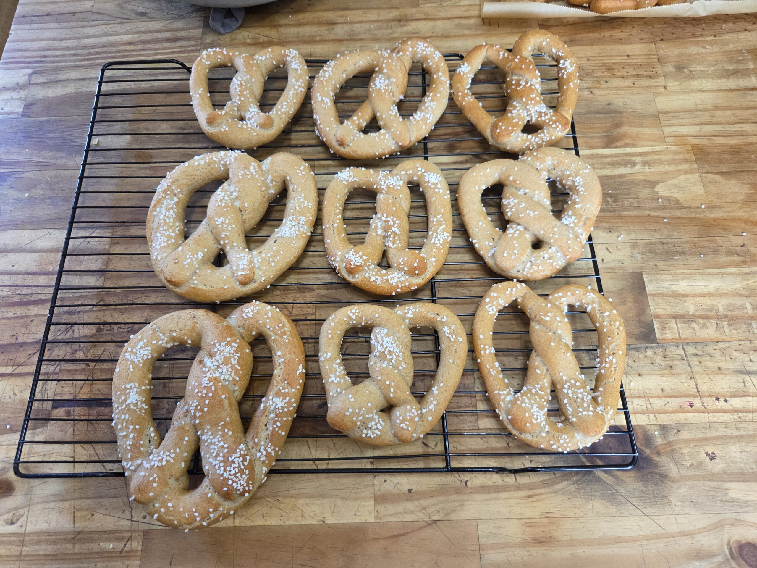 Finished sourdough soft pretzels