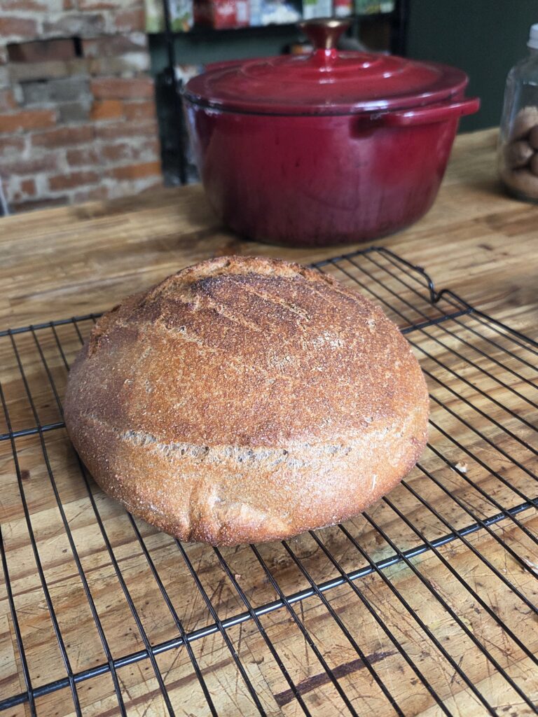 sourdough loaf and Dutch oven