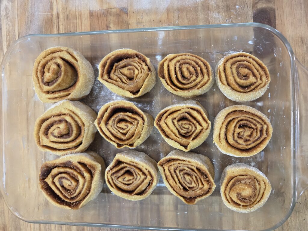 shaped cinnamon roll dough