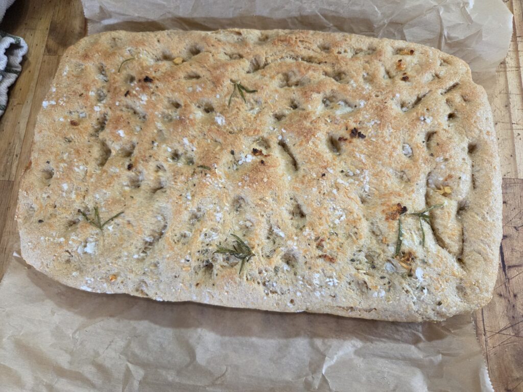 top of focaccia loaf
