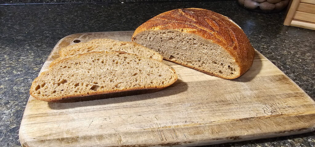 cut the freshmilled sourdough loaf