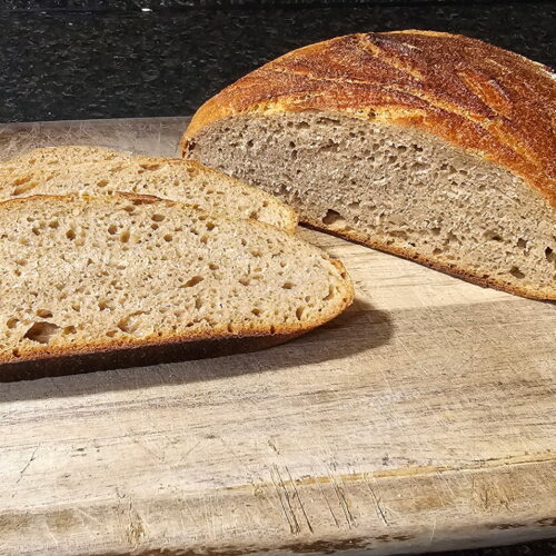 cut the freshmilled sourdough loaf
