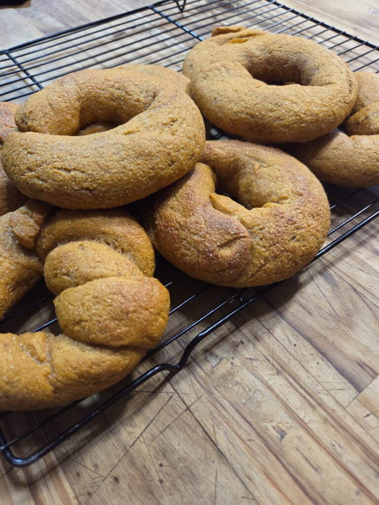stacked pumpkin bagels